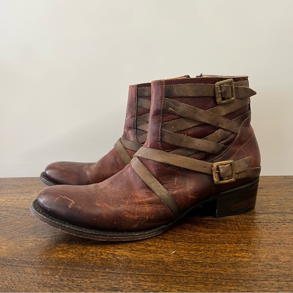 Freebird by Steven Sammi Moto Mid Calf Leather Brown Boots - Picture 2 of 11